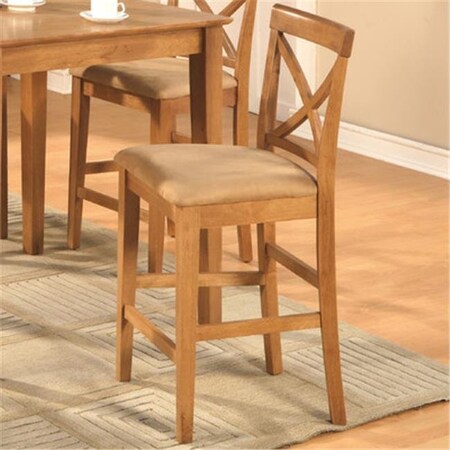 East West Furniture East West PBS-OAK-C X-Back stool with upholstered seat in Oak finish; Oak - Pack of 2 PBS-OAK-C